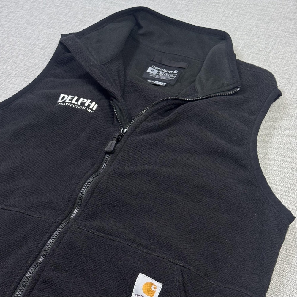 Carhartt Relaxed Fit Fleece Vest Mens M Black Full Zip Pockets OV6418-M